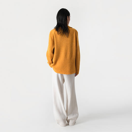 322工房新意短毛绒圈圈纱羊毛外套2023春夏polo领休闲针织衫B007 商品图3