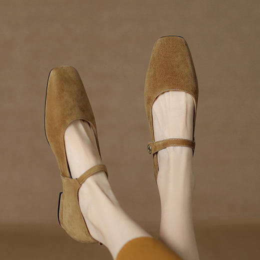 纯色优雅，低跟羊反皮猪皮里单鞋KMQ-1033-3 商品图10