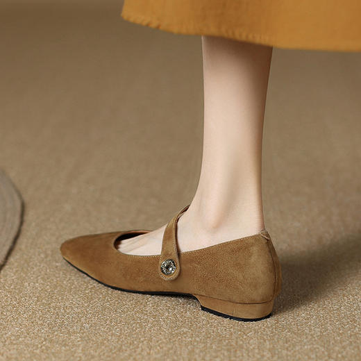 纯色优雅，低跟羊反皮猪皮里单鞋KMQ-1033-3 商品图9