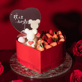 【告白推荐】情人节限定款~甜润草莓-恋恋告白·熊蛋糕，草莓x巧克力告白熊。（福州+幸福西饼蛋糕）