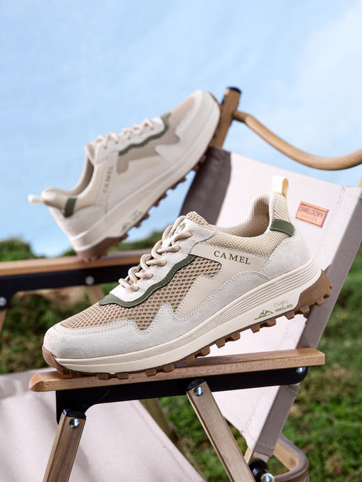 骆驼男鞋2024春季新款时尚休闲运动鞋透气网面增高工装鞋男低帮 G13S076152 商品图4