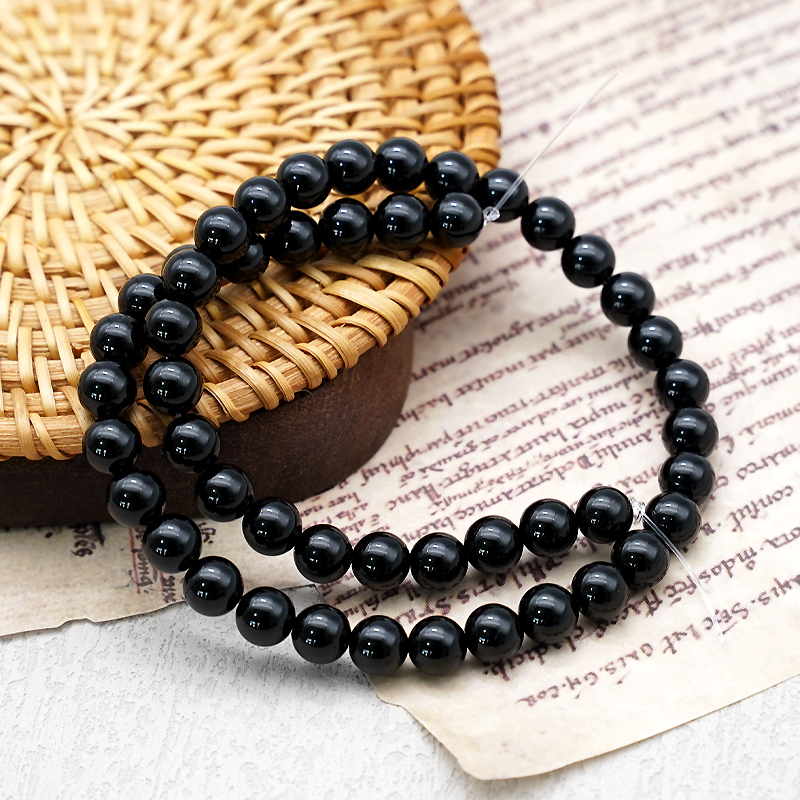 黑玛瑙珠子珠料半成品意卡米诺手串念珠单颗散珠