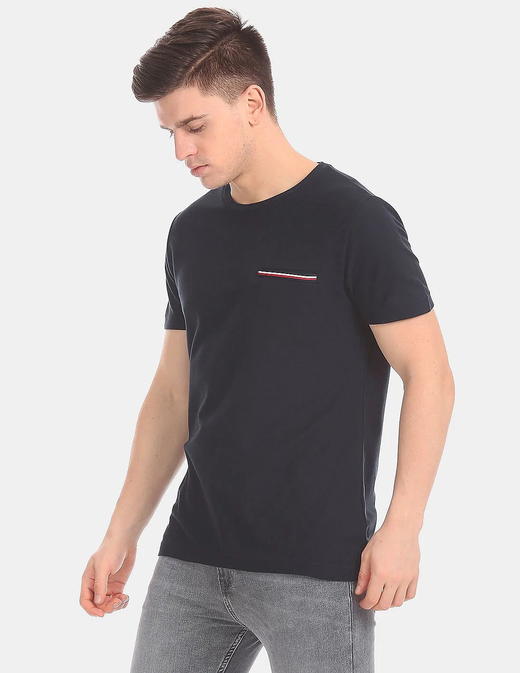 织带口袋 珠地网眼棉微弹圆领短袖T恤 T-1190 商品图6