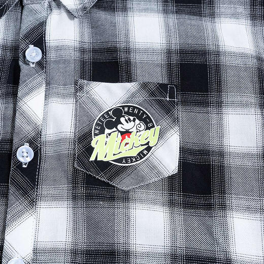 迪士尼童装男童格子衬衫米奇卡通洋气潮搭中大童宝宝上衣衬衣 商品图5