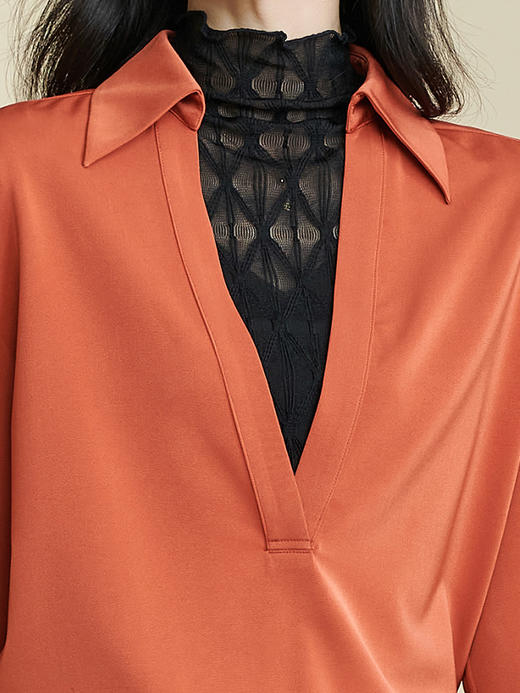 剩XL 米思阳2024春季新款时尚上衣套装半高领内搭纯色衬衫两件套女0127 商品图3