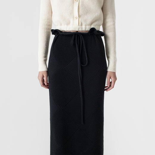 322工房几何编织棉羊绒镂空针织半裙2023春夏性感系带针织裙B011 商品图2