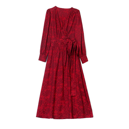 WS22589春季上新简约大方收腰显瘦休闲潮流长款系带连衣裙 商品图4