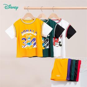 迪士尼童装 男童夏季套装儿童短袖运动服男孩潮酷篮球服2件套222T1354
