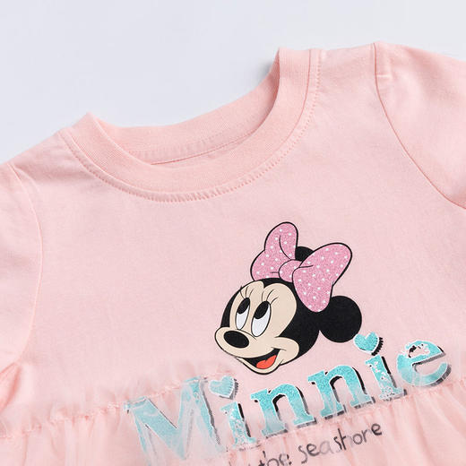 迪士尼童装 女童短袖连衣裙夏新款儿童裙子网纱公主裙假两件222Q773 商品图7