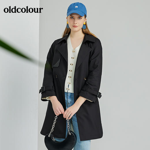 oldcolour欧珂2022春新款纯色中长款风衣外套O11047129 商品图2