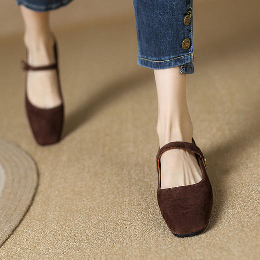 纯色优雅，低跟羊反皮猪皮里单鞋KMQ-1033-3 商品图1