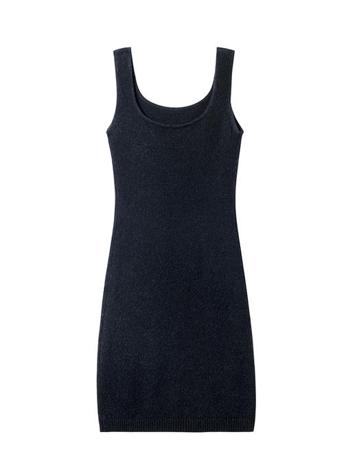 322工房新意短毛绒圈圈纱羊毛针织背心裙2023春夏U领中长款裙B017 商品图4