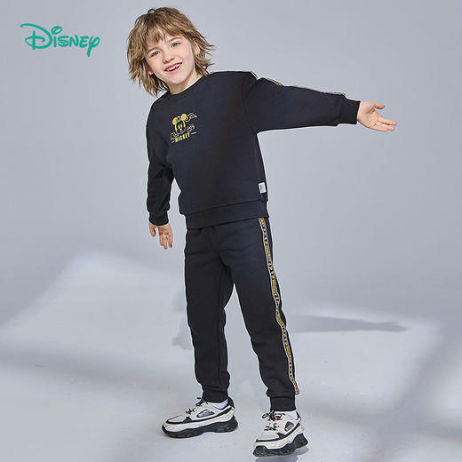 迪士尼童装 儿童新年款加绒套装春季新款男童红色卫衣卫裤两件套 商品图3