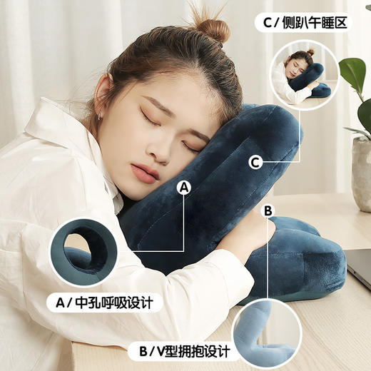 【午睡器！抱枕趴睡枕+毛毯套装】呵护颈椎健康，舒睡不压手！办公室午睡冰丝午睡枕午休枕头睡觉趴趴枕学生桌上抱枕趴睡枕头 商品图1