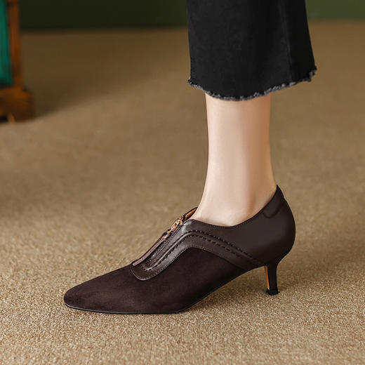 优雅百搭，尖头真皮拼接高跟鞋SF-1056 商品图2