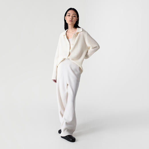 322工房新意短毛绒圈圈纱羊毛外套2023春夏polo领休闲针织衫B007 商品图4