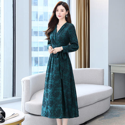 WS22589春季上新简约大方收腰显瘦休闲潮流长款系带连衣裙 商品图6