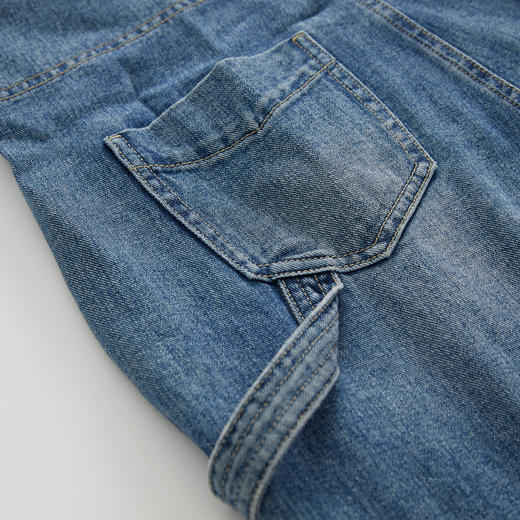 谜底宽松牛仔背带裤女2023春季新款复古百搭宽松直筒裤231MK0020 商品图3