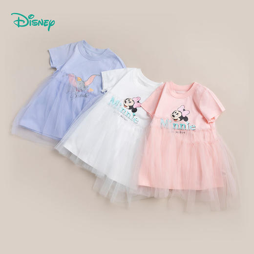 迪士尼童装 女童短袖连衣裙夏新款儿童裙子网纱公主裙假两件222Q773 商品图1