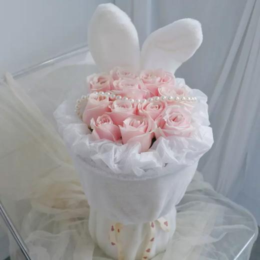 网红兔子耳朵小香风花束玫瑰花粉玫瑰 商品图1