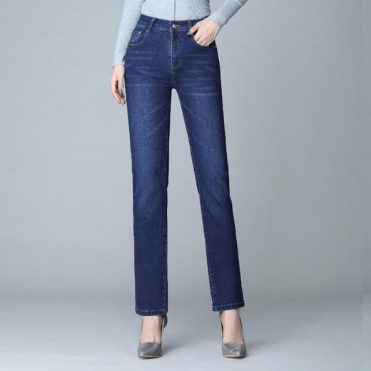 高腰牛仔裤女直筒，春季新款宽松弹力时尚中年大码显瘦大码长裤RM-001 商品图2