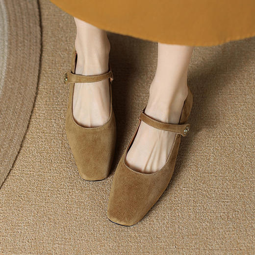 纯色优雅，低跟羊反皮猪皮里单鞋KMQ-1033-3 商品图11