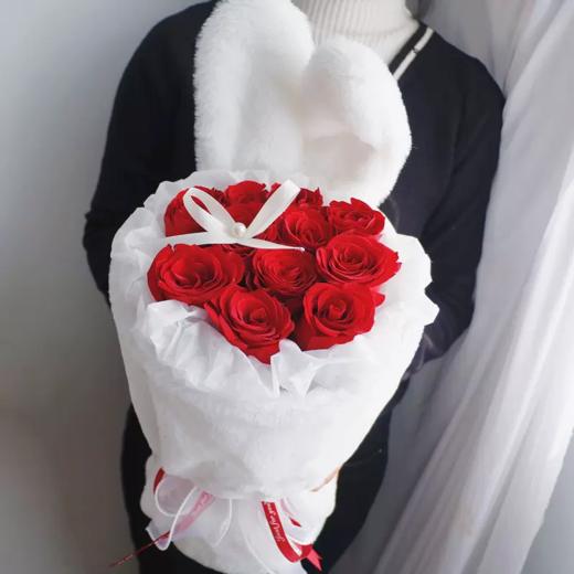 网红兔子耳朵小香风花束玫瑰花粉玫瑰 商品图0