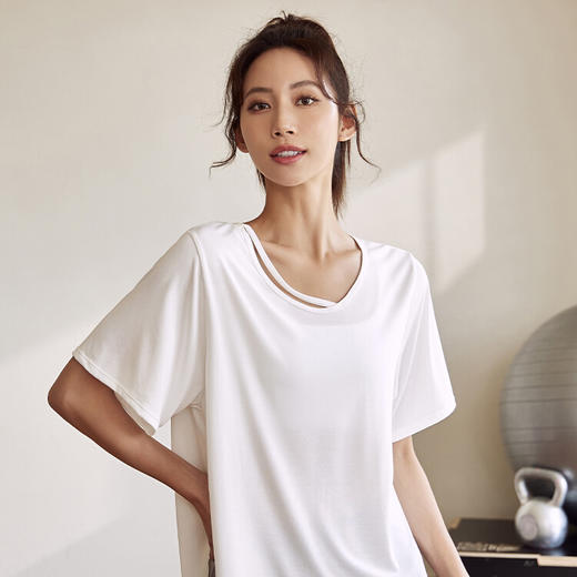 跃牌【倚窗听雨系列】透气短袖宽松显瘦瑜伽罩衫t恤Da35-21 商品图1
