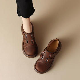 时尚百搭，头层牛巴戈+牛皮厚底单鞋MDY-C235-15