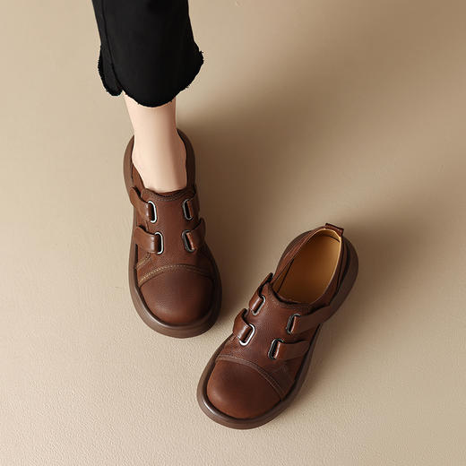 时尚百搭，头层牛巴戈+牛皮厚底单鞋MDY-C235-15 商品图0