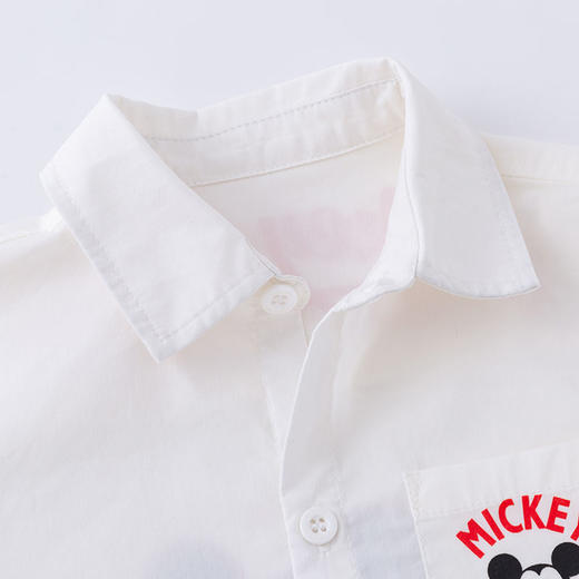 迪士尼童装 男童长袖衬衫春秋潮男孩帅气白衬衣儿童新款秋装 商品图9