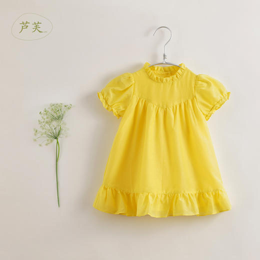 【马克珍妮 芦芙】夏装新款 女童泡泡袖棉真丝连衣裙230733 商品图3