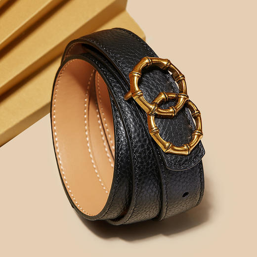 Safiya/索菲娅 2023新款皮带女牛皮复古圆扣细皮装饰牛仔裤腰带SF505009Y 商品图1