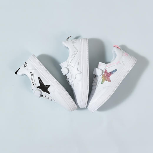 贝贝怡秋季男童运动鞋子儿童小白鞋女童休闲白色小学生板鞋223X399 商品图2