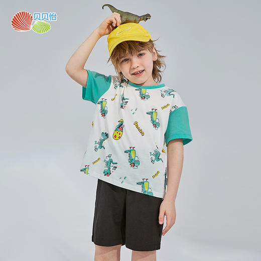 贝贝怡童装男童短袖套装夏新款小童薄款透气儿童t恤休闲短裤 商品图0