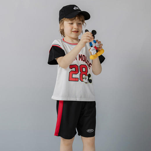 迪士尼童装 男童夏季套装儿童短袖运动服男孩潮酷篮球服2件套222T1354 商品图3