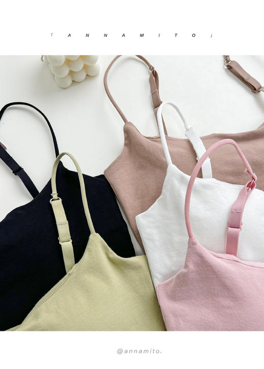 老米优品 / 2件包邮！春夏满分内搭！颜色绝绝子~~《阔领露脐吊带》一字美背细肩带，隐形细肩带，舒适百搭，自带胸垫，免穿文胸！DD230214A 商品图10