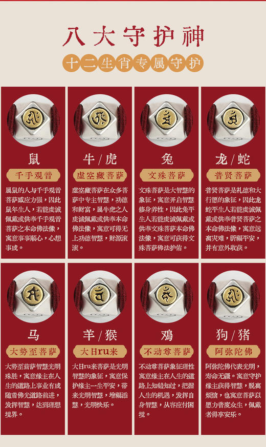 本命佛十二生肖守护神足银平安手绳 商品图1
