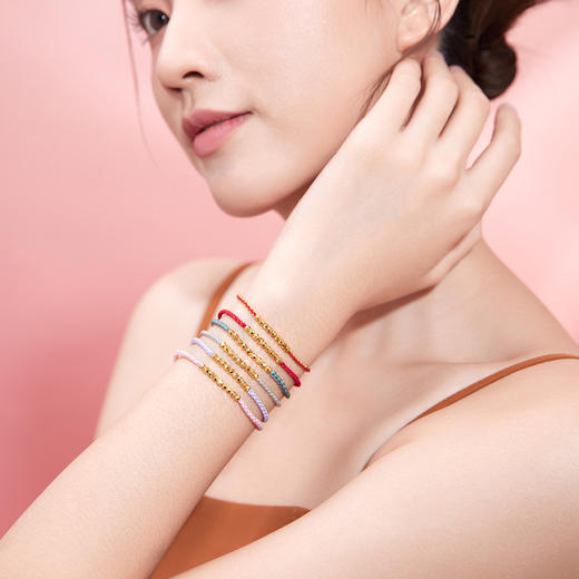 周六福黄金碎金子手链细手绳计价足金碎碎金情侣红手绳送女友礼物 商品图4