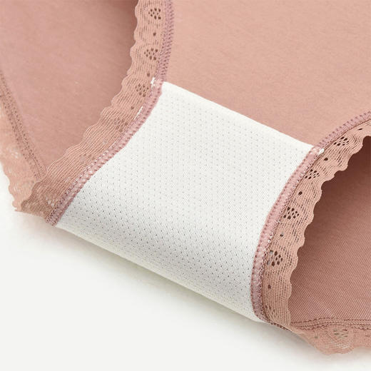 洁丽雅4条装中腰纯棉女士内裤素雅蕾丝边纯棉底裆纯色内裤女 商品图8