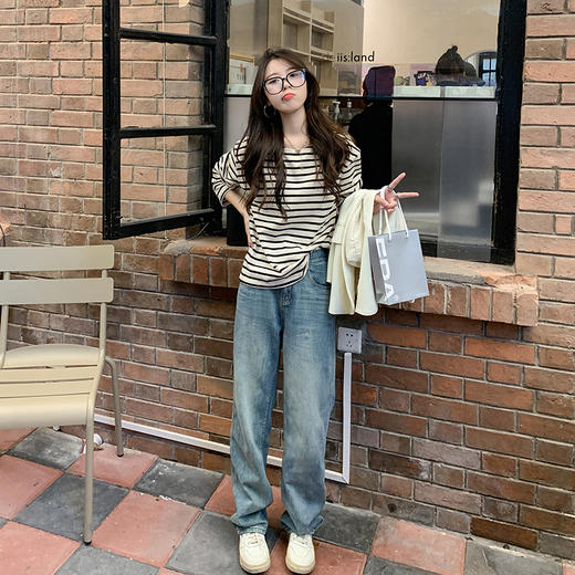 <曾小咸推荐>现货秒杀 ！微信超特价！条纹长袖t恤 日常129.99 立减60 秒杀69.99！加长款牛仔裤  秒杀79.99！！ 商品图4