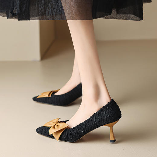春季新款，尖头蝴蝶结高跟浅口单鞋NX-m1410 商品图9