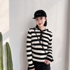 2023宽松设计感上衣条纹连帽春秋长袖针织衫女 商品缩略图2