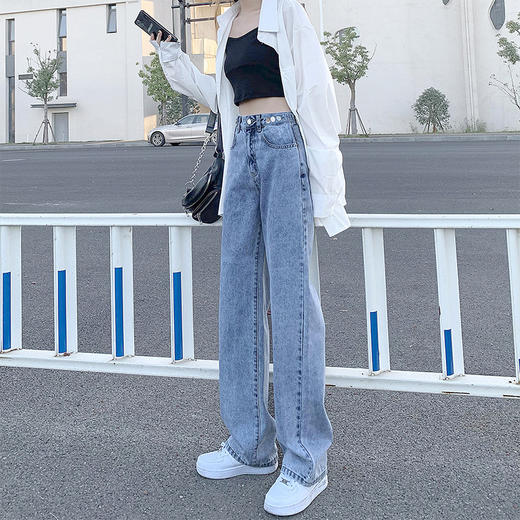 【穿出逆天大长腿❗️显瘦高腰牛仔裤】时尚百搭，宽松休闲，舒适亲肤，吸汗透气，抗皱耐磨，直筒宽松新款垂感拖地阔腿裤子 商品图3
