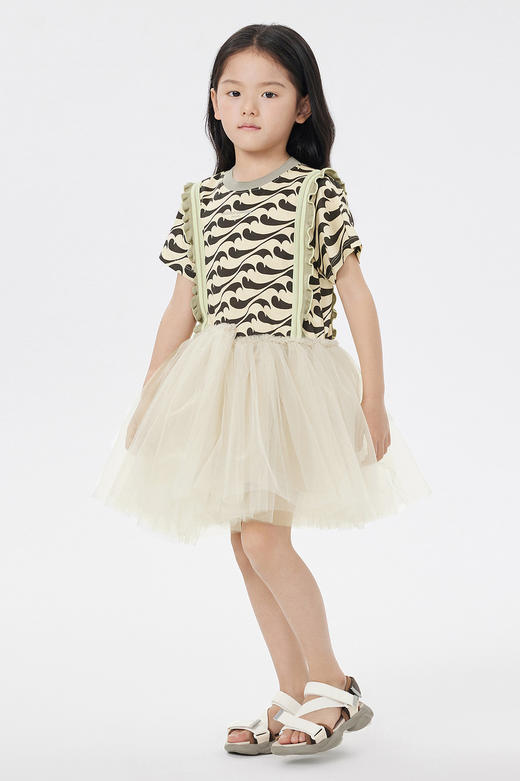 jnby  23年春款  原创图案网纱短袖连衣裙  1N3G14920 商品图0