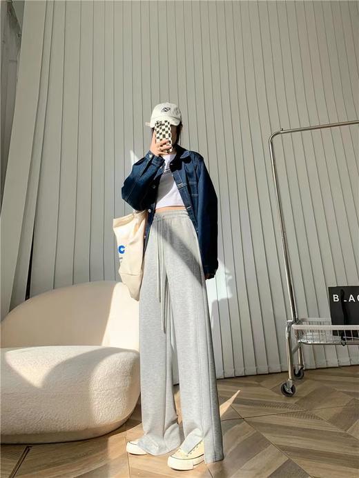 【YW】无忧购高腰弹力腰围空气棉云朵裤腿开叉阔腿裤8566  （2.17截单后7天发货)25年清仓捡漏 商品图5