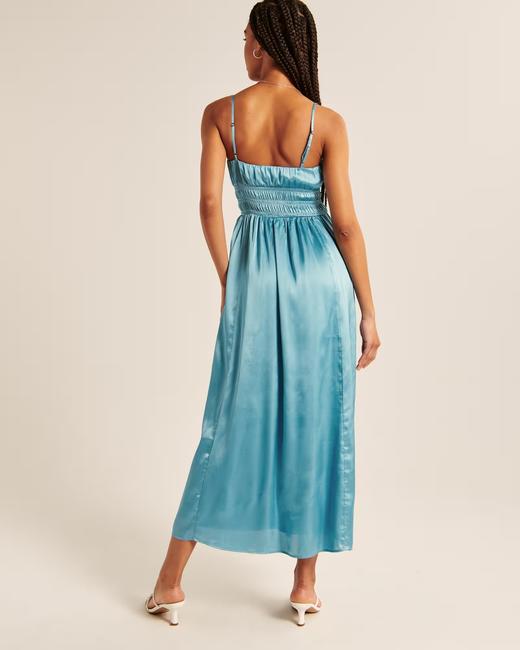 好折！奢华度假风~AF希腊款绸缎吊带开叉长裙 商品图1