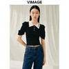 VIMAGE纬漫纪夏季新款显瘦撞色短款泡泡袖针织上衣V1901520 商品缩略图3