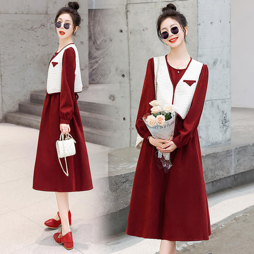 春季新款，马甲两件套气质百搭连衣裙套装HR-BX2258-1 商品图3