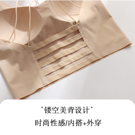【性感无痕❗️冰丝露脐美背吊带】亲肤细腻，舒适透气，新款空气固定杯美背内衣，无痕一体露脐吊带背心女性感裹胸文胸 商品图3